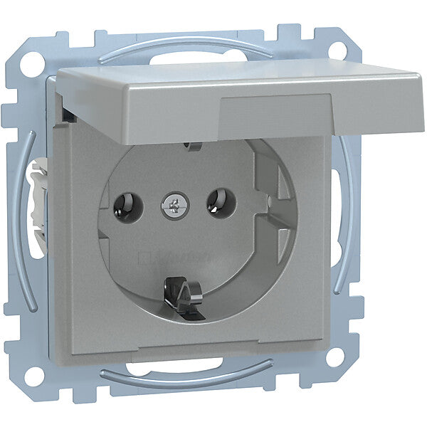 Merten SCHUKO-Steckdose alu Klappdeckel MEG2311-0460
